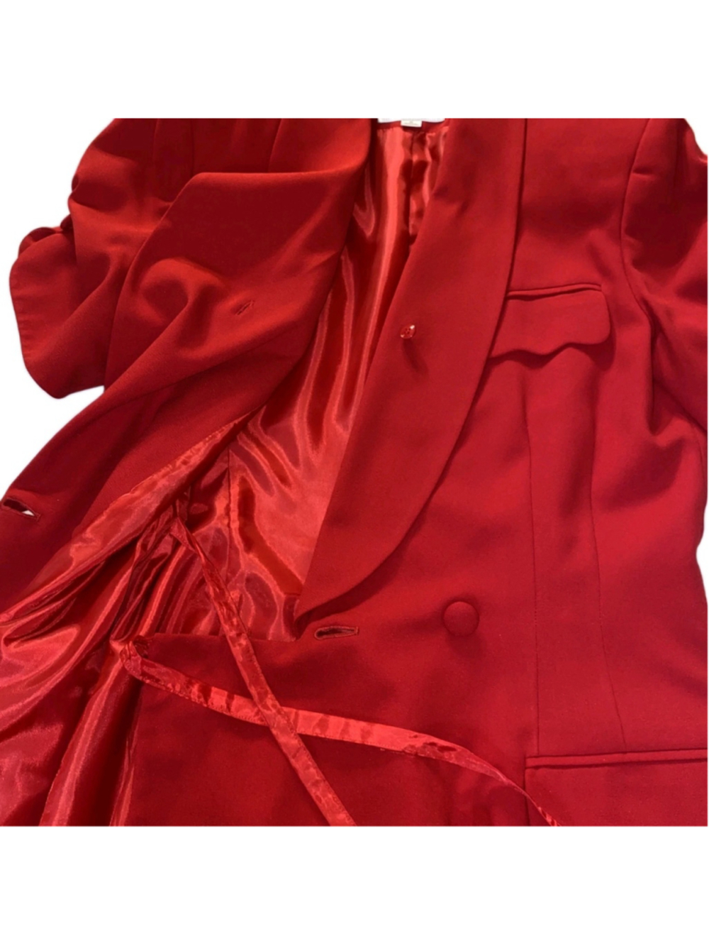 Vtg Jacqueline Ferrar Red Blazer Dress Size 8 Double Breasted Scallop Pkts Lined - Picture 5 of 9